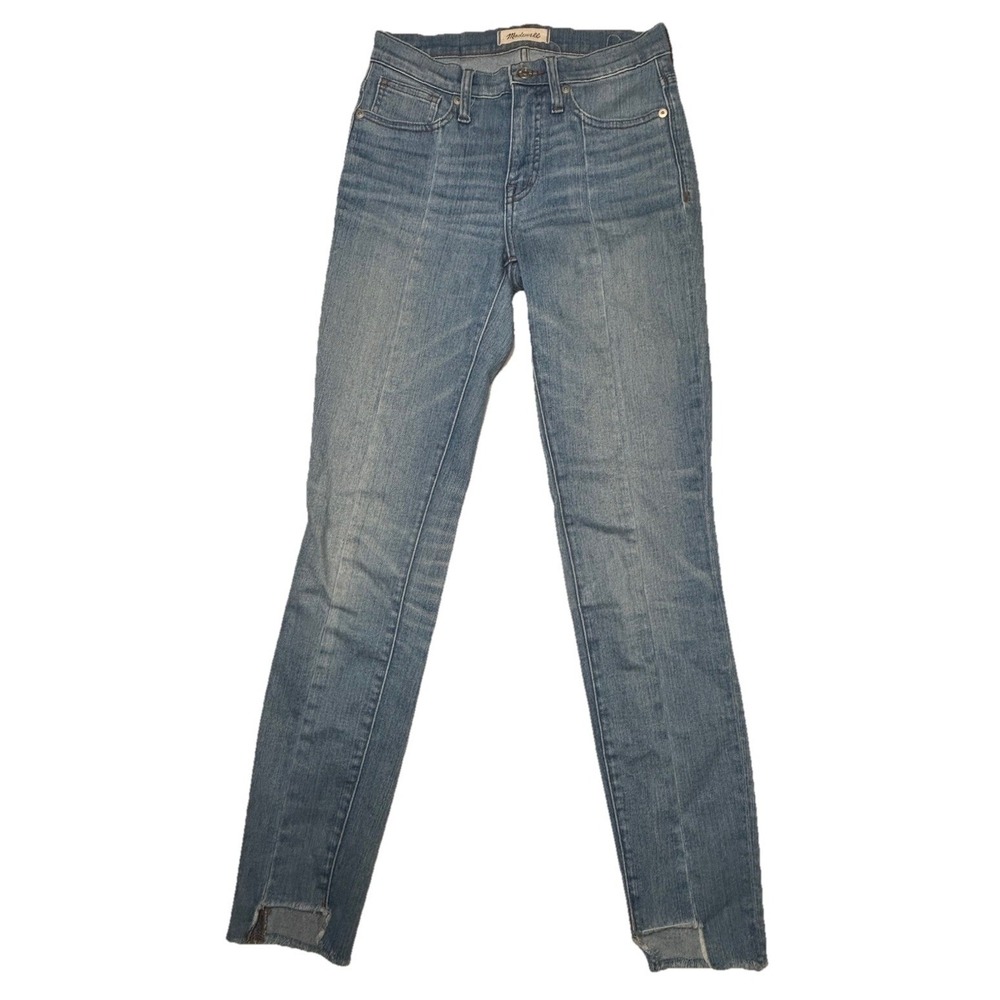 Madewell 9" High Rise Skinny Jeans Womens 25 Blue Raw Hem Ankle Slit Stretch